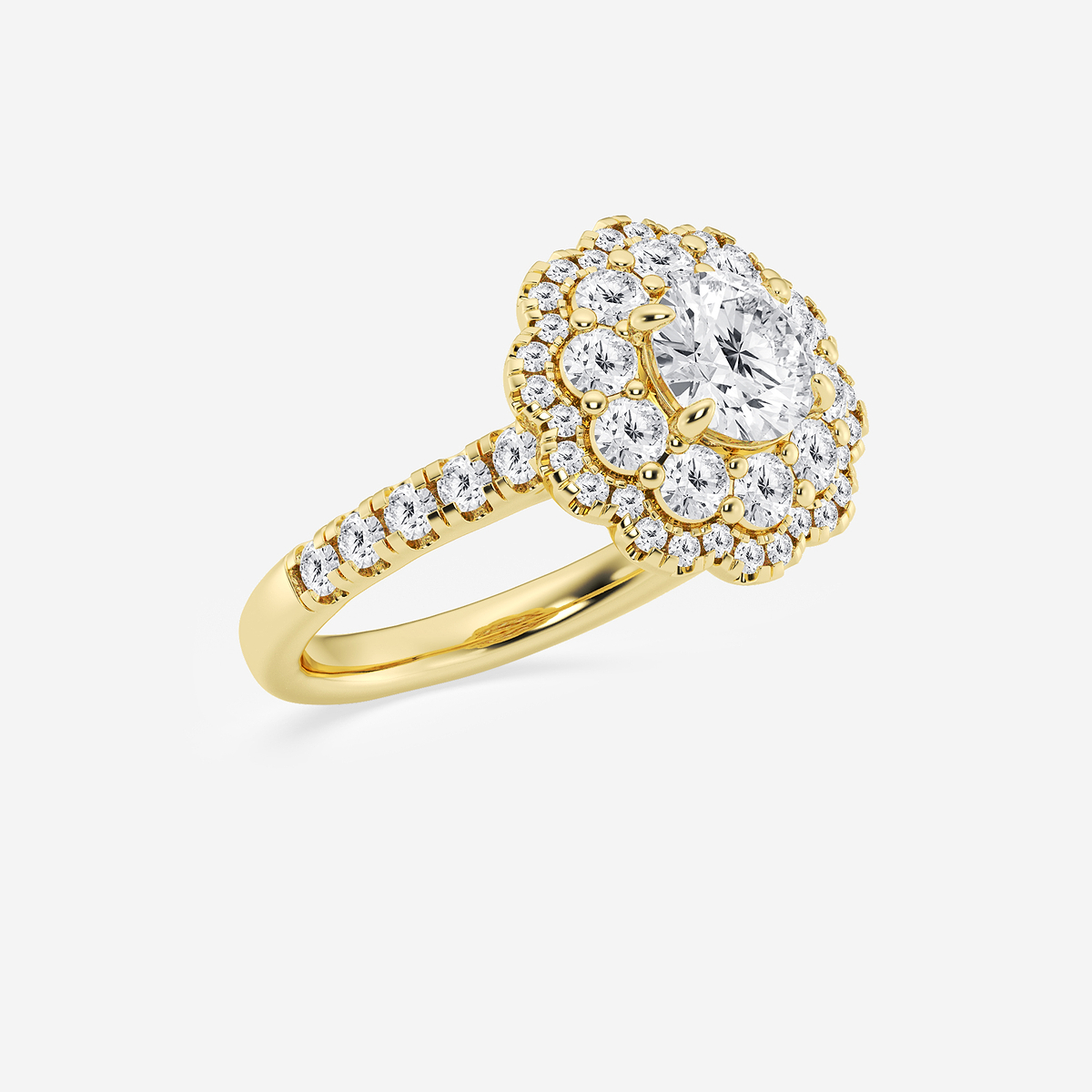 Additional Image 1 for  2 ctw Round Lab Grown Diamond Double Scalloped Halo Engagement Ring