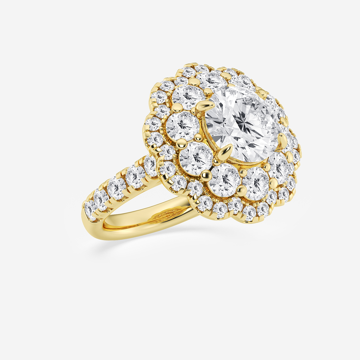 Additional Image 1 for  5 1/2 ctw Round Lab Grown Diamond Double Scalloped Halo Engagement Ring