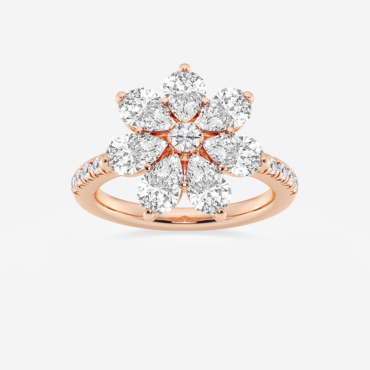 3 ctw Pear Lab Grown Diamond Flower Ring