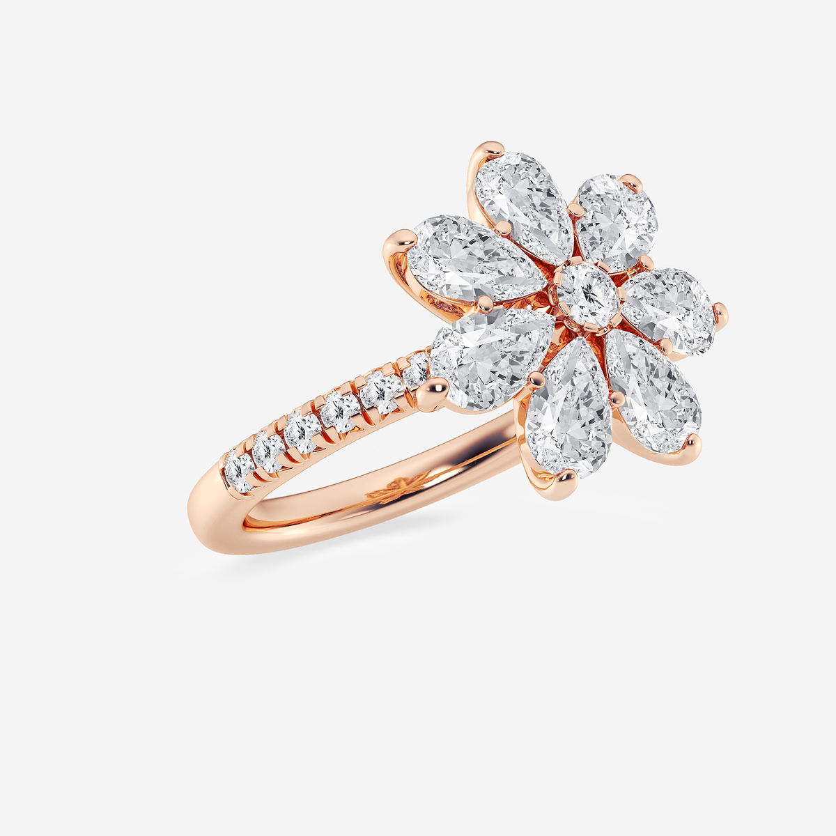 Additional Image 1 for  3 ctw Pear Lab Grown Diamond Flower Ring