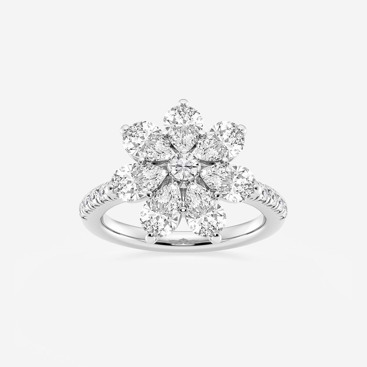 3 ctw Pear Lab Grown Diamond Flower Fashion Ring