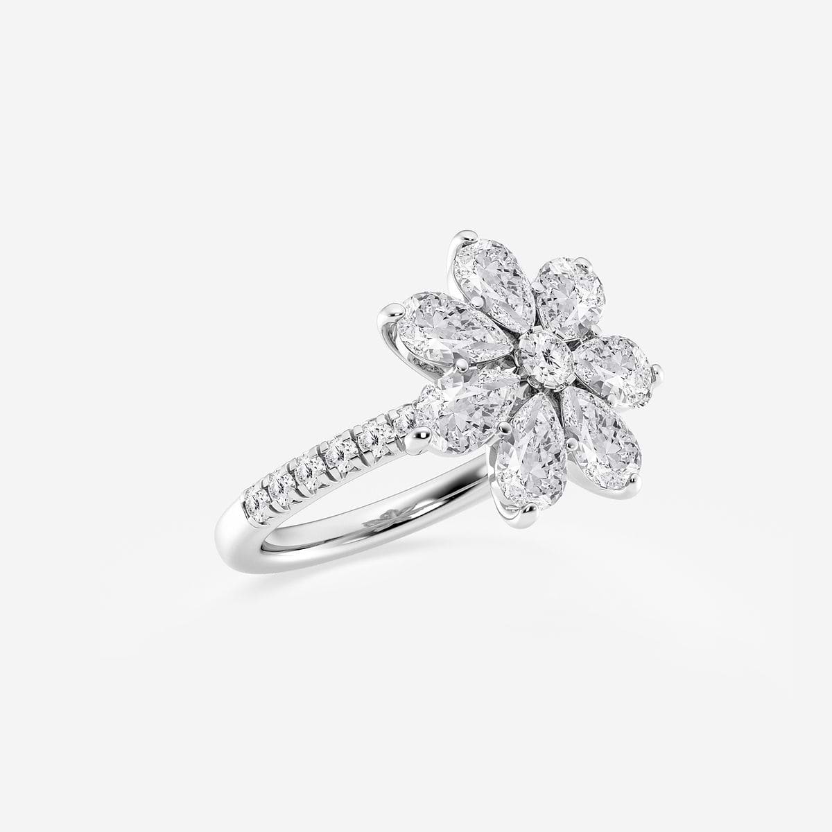 Additional Image 1 for  3 ctw Pear Lab Grown Diamond Flower Fashion Ring