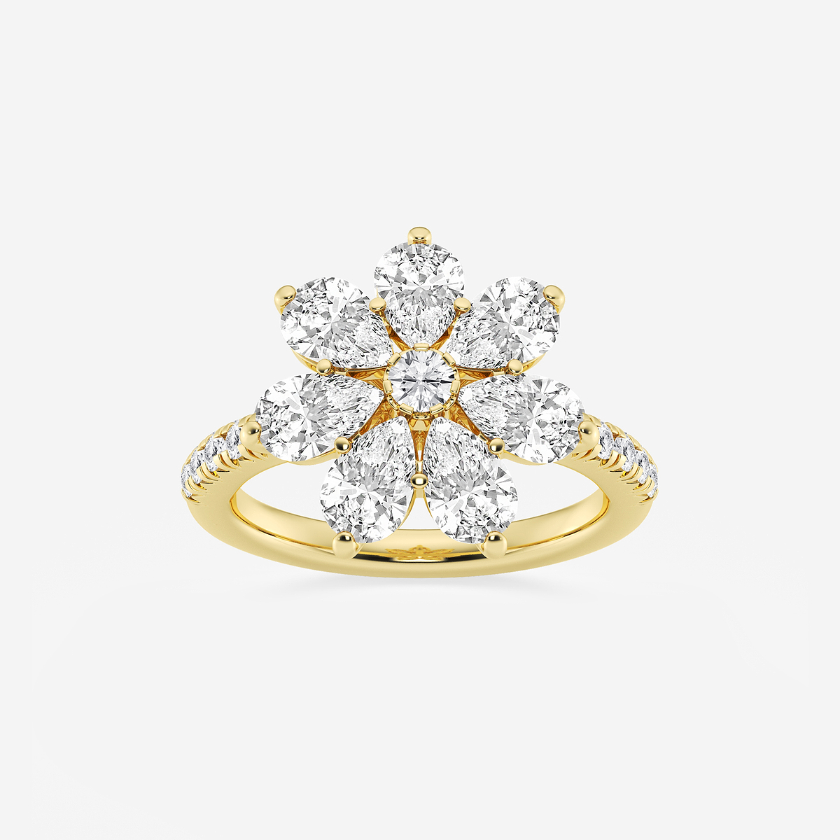 3 ctw Pear Lab Grown Diamond Flower Ring