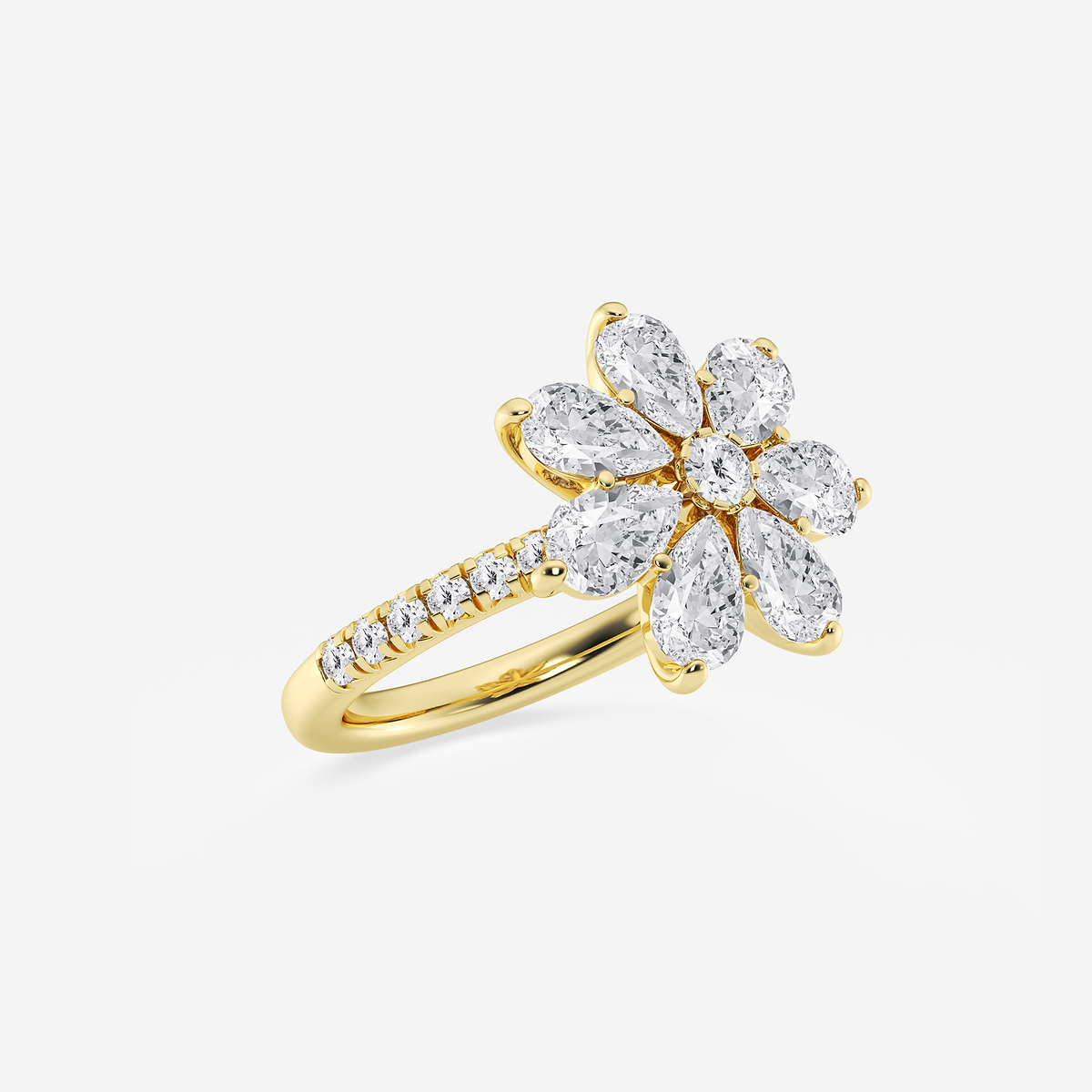 Additional Image 1 for  3 ctw Pear Lab Grown Diamond Flower Ring
