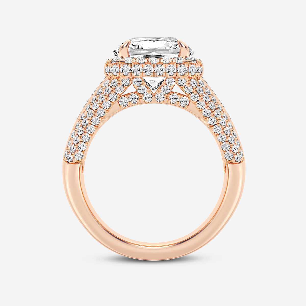 Additional Image 1 for  6 ctw Cushion Lab Grown Diamond Solitaire Engagement Ring with Round and Baguette Side Accents