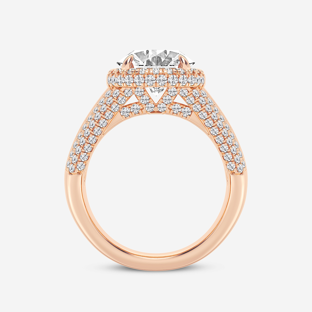 Additional Image 1 for  6 ctw Oval Lab Grown Diamond Solitaire Engagement Ring with Round and Baguette Side Accents