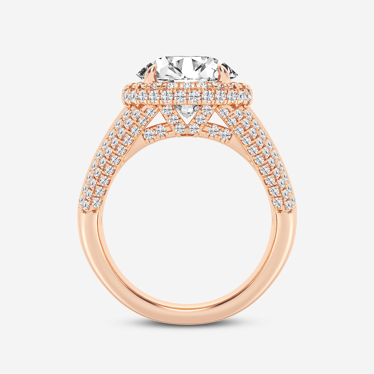 Additional Image 1 for  6 ctw Round Lab Grown Diamond Solitaire Engagement Ring with Round and Baguette Side Accents