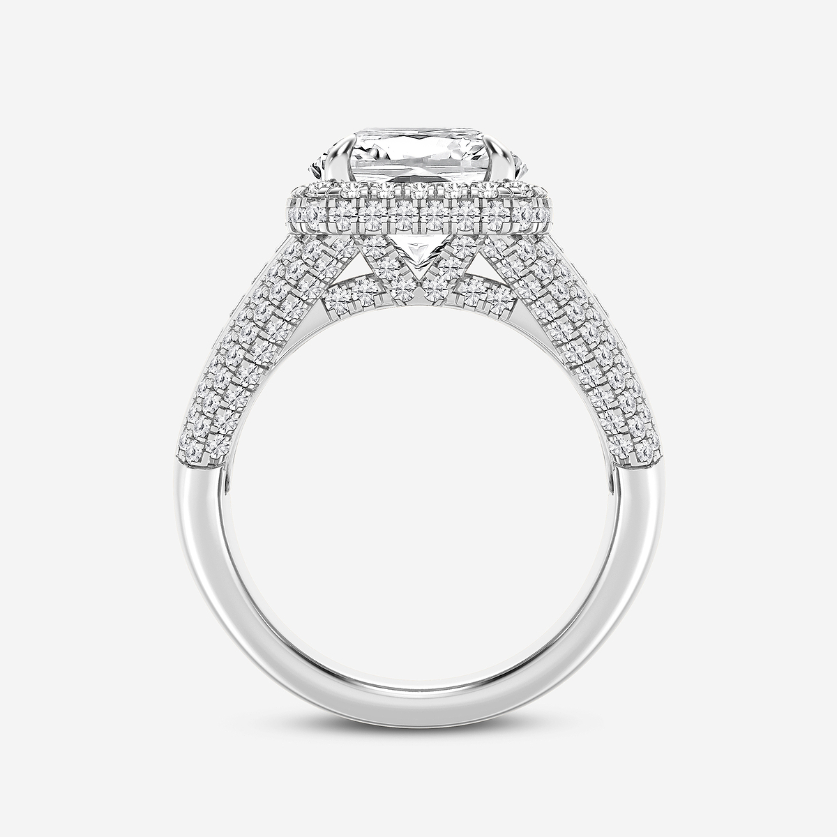 Additional Image 1 for  6 ctw Cushion Lab Grown Diamond Solitaire Engagement Ring with Round and Baguette Side Accents