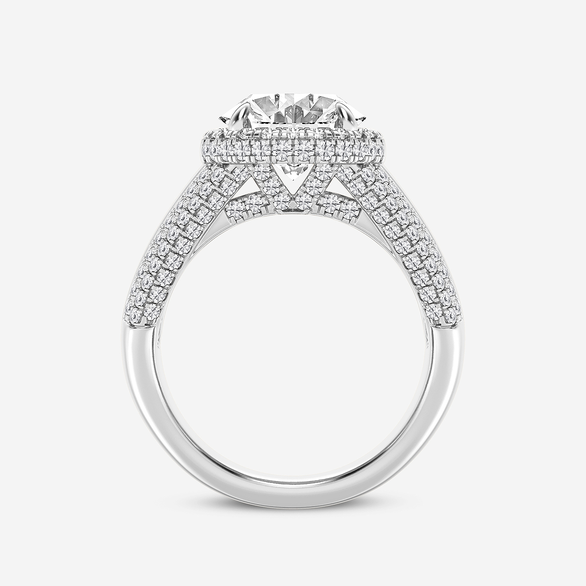Additional Image 1 for  6 ctw Oval Lab Grown Diamond Solitaire Engagement Ring with Round and Baguette Side Accents