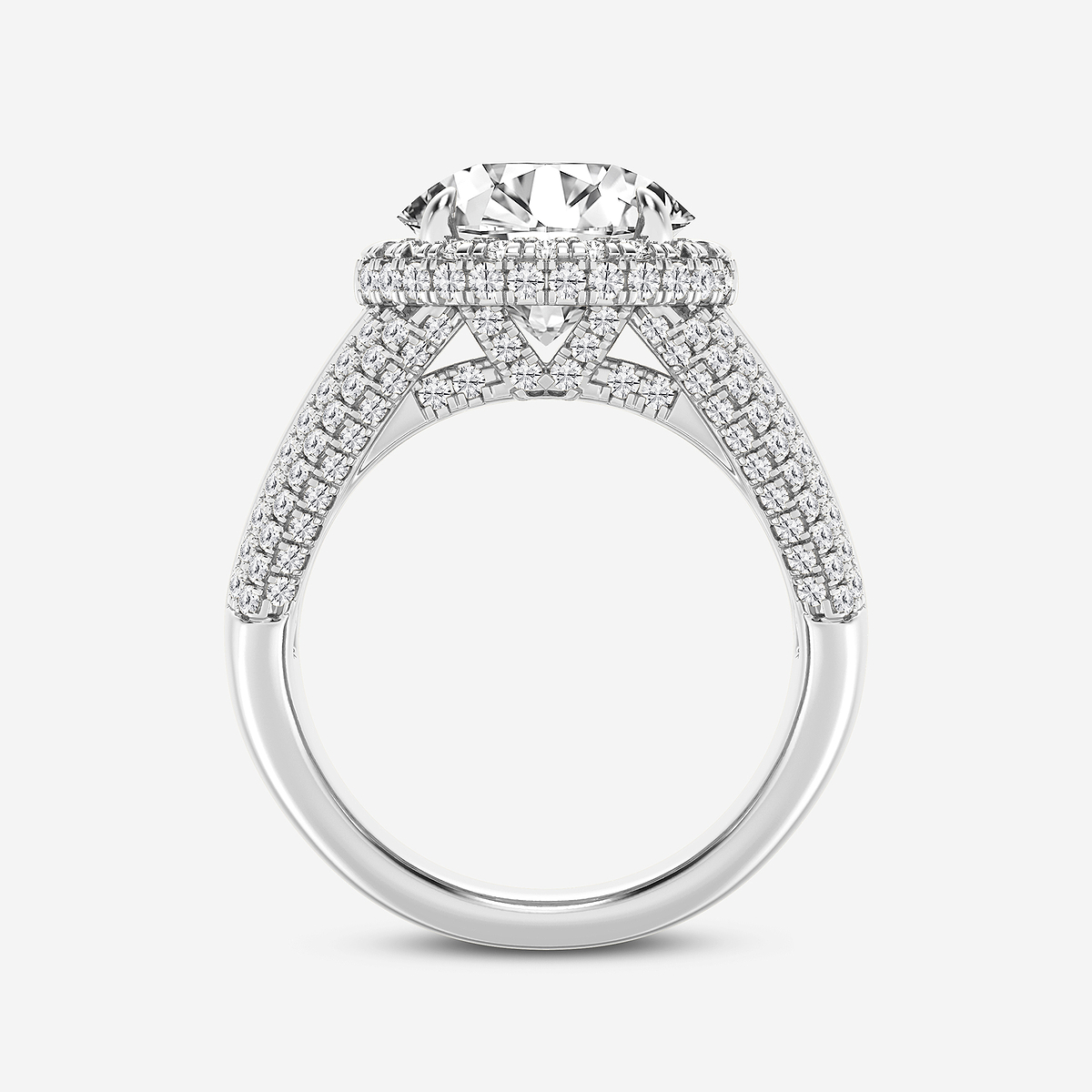 Additional Image 1 for  6 ctw Round Lab Grown Diamond Solitaire Engagement Ring with Round and Baguette Side Accents