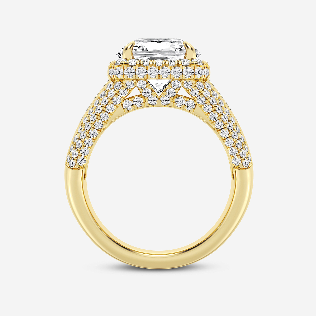 Additional Image 1 for  6 ctw Cushion Lab Grown Diamond Solitaire Engagement Ring with Round and Baguette Side Accents