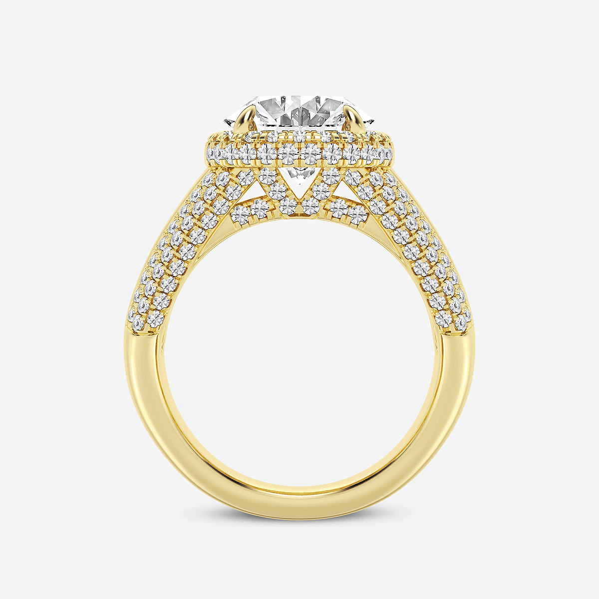 Additional Image 1 for  6 ctw Oval Lab Grown Diamond Solitaire Engagement Ring with Round and Baguette Side Accents