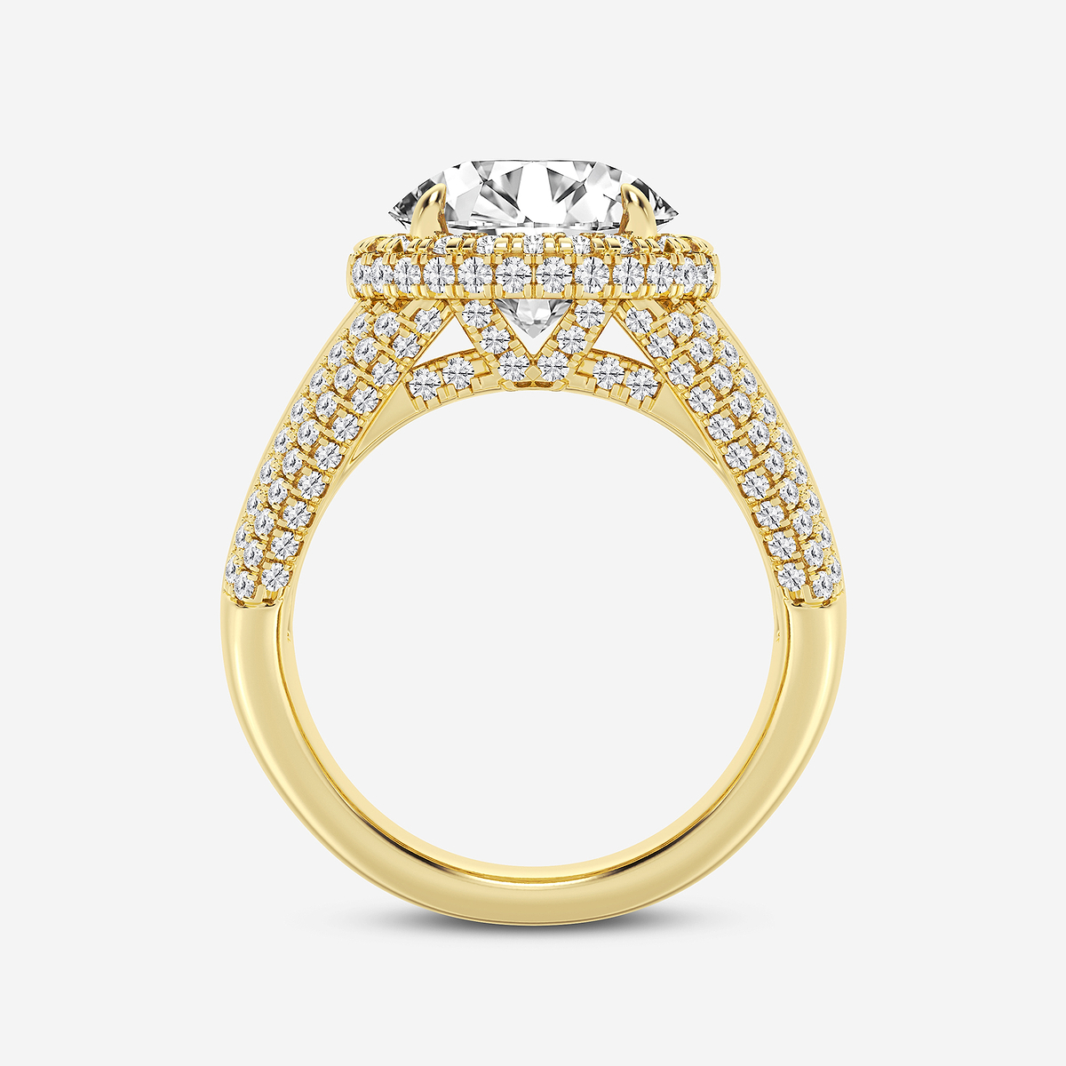 Additional Image 1 for  6 ctw Round Lab Grown Diamond Solitaire Engagement Ring with Round and Baguette Side Accents