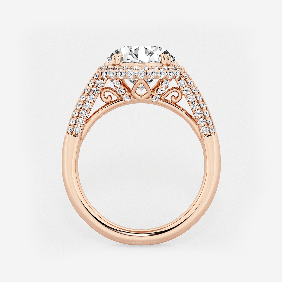 Additional Image 1 for  4 ctw Round Lab Grown Diamond Solitaire Engagement Ring with Round and Baguette Side Accents