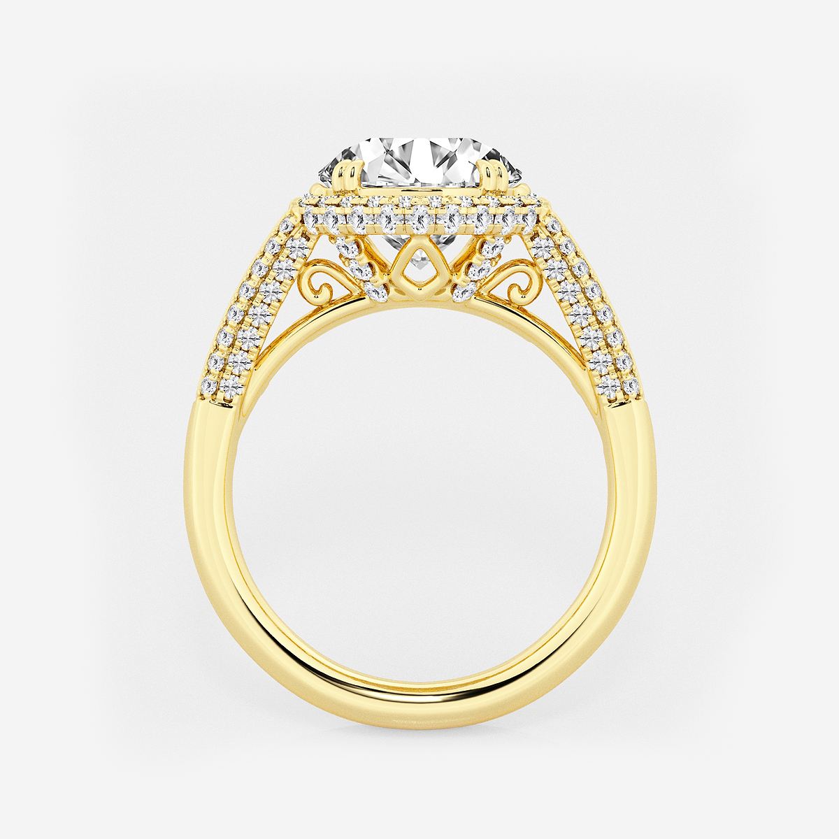 Additional Image 1 for  4 ctw Round Lab Grown Diamond Solitaire Engagement Ring with Round and Baguette Side Accents