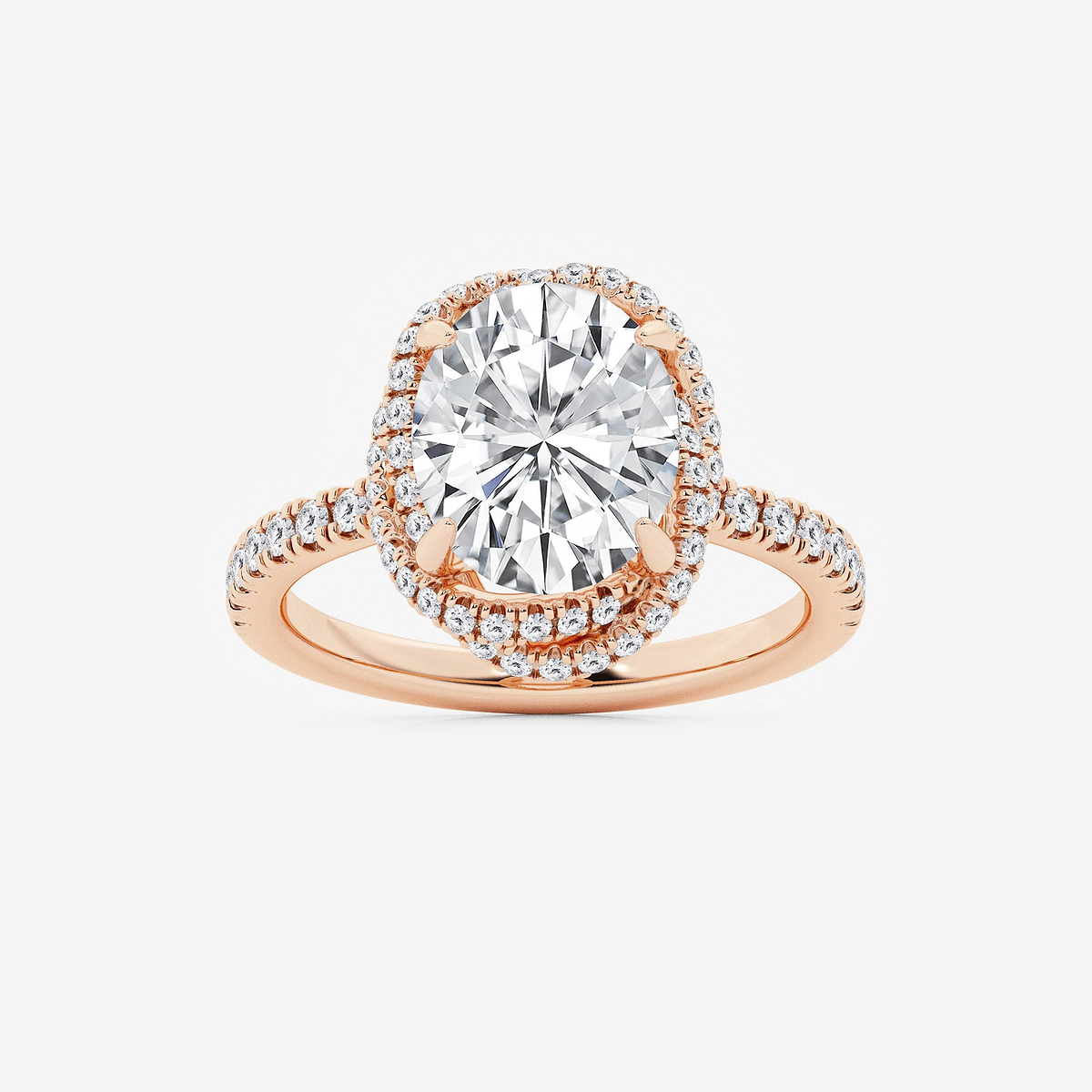 3 1/2 ctw Oval Lab Grown Diamond Braided Halo Engagement Ring with Micro Pave Shank