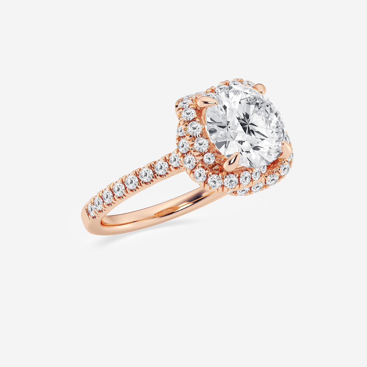 Additional Image 1 for  3 3/4 ctw Round Lab Grown Diamond Braided Halo Engagement Ring with Micro Pave Shank