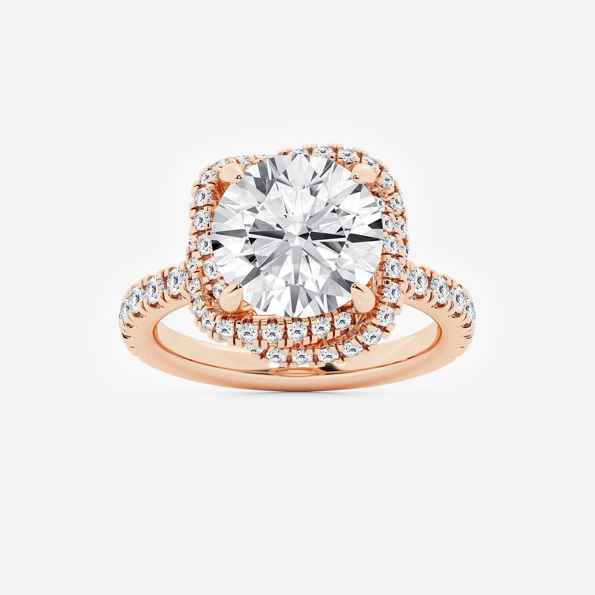 5 7/8 ctw Round Lab Grown Diamond Braided Halo Engagement Ring with Micro Pave Shank