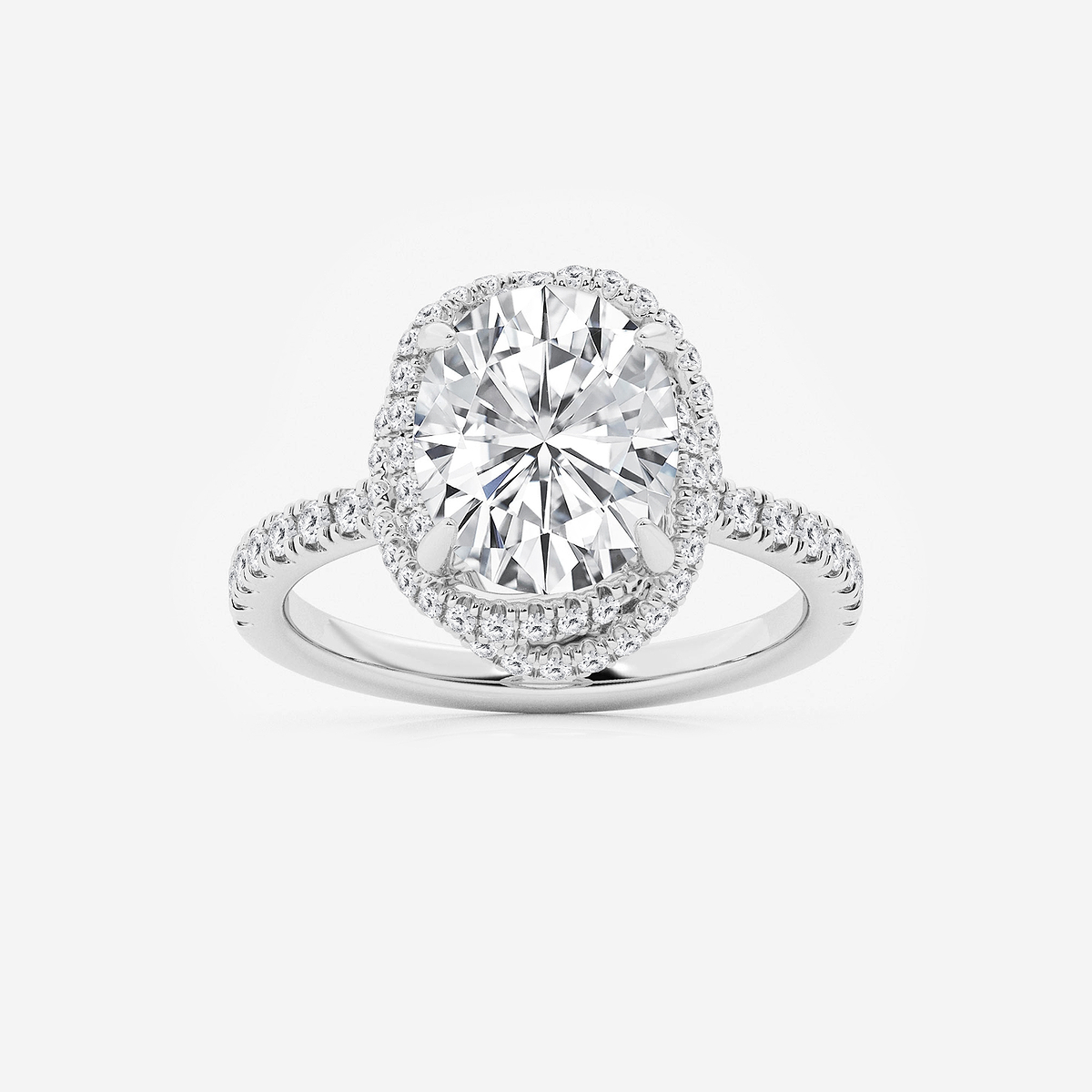 3 1/2 ctw Oval Lab Grown Diamond Braided Halo Engagement Ring with Micro Pave Shank
