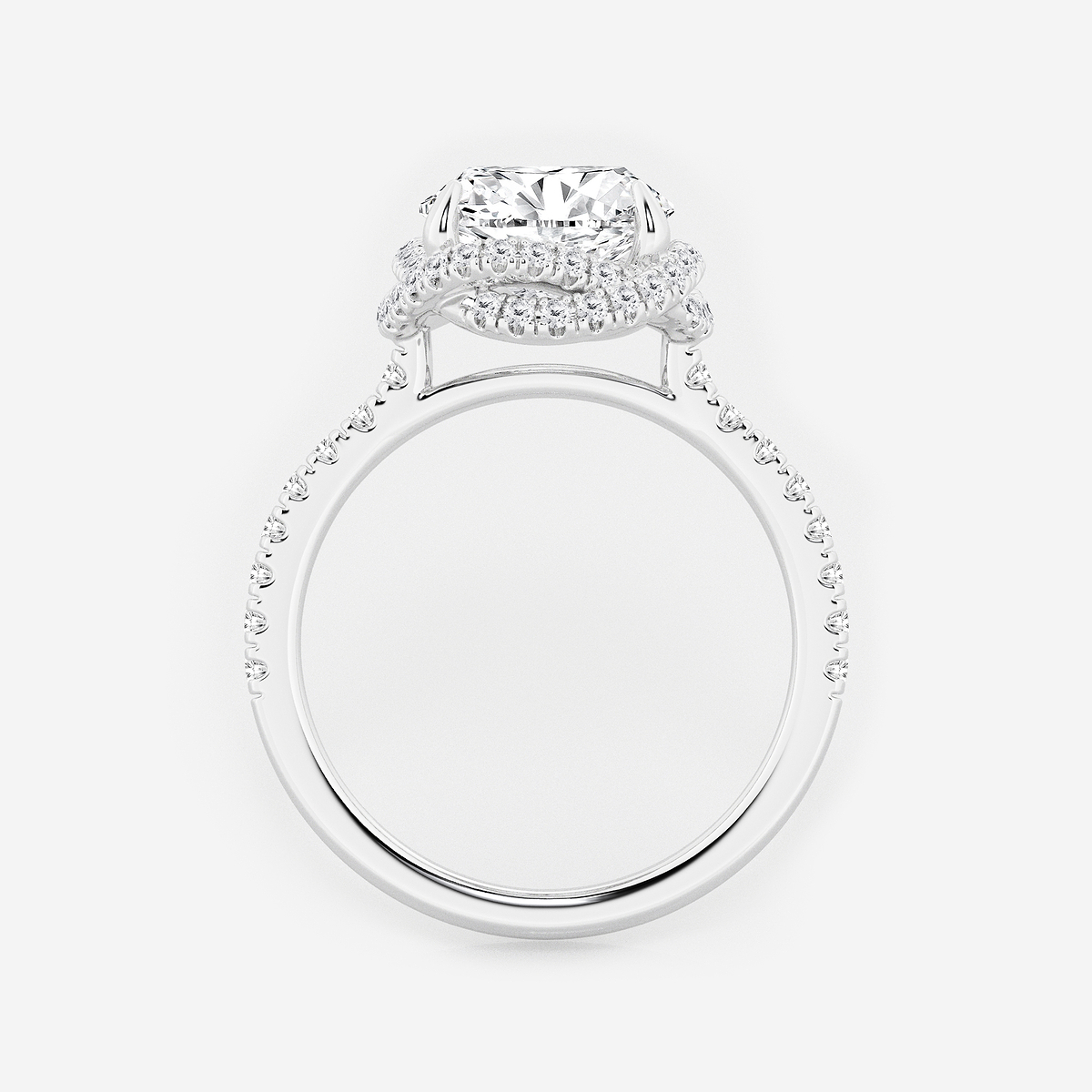 Additional Image 1 for  3 1/2 ctw Oval Lab Grown Diamond Braided Halo Engagement Ring with Micro Pave Shank