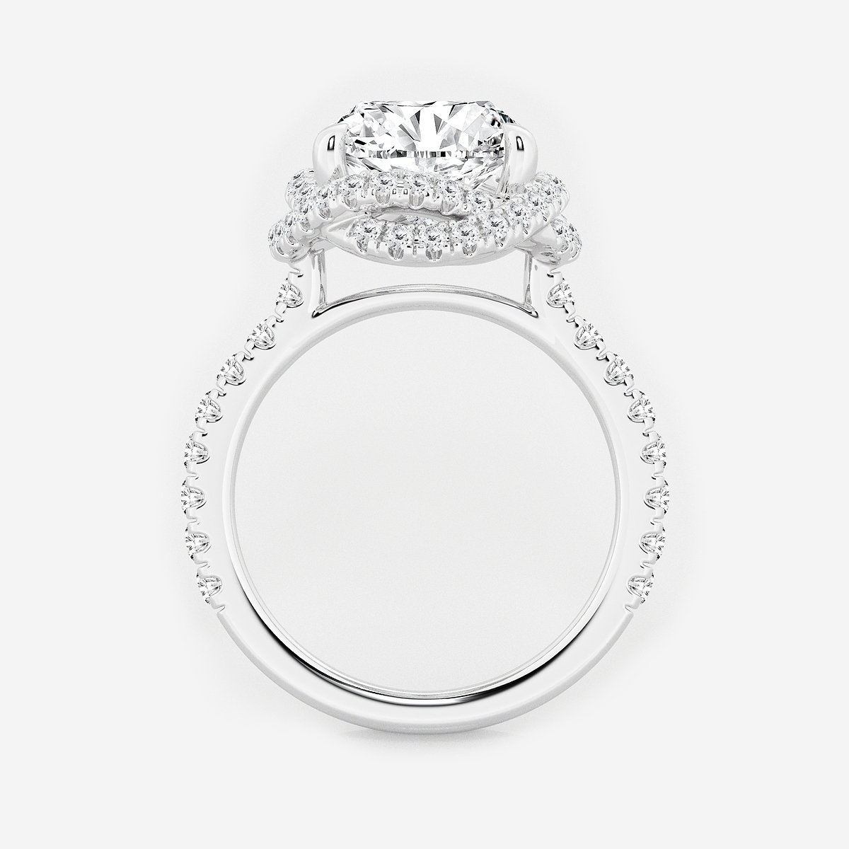 5 7/8 ctw Oval Lab Grown Diamond Braided Halo Engagement Ring with Micro Pave Shank Platinum, D, VVS