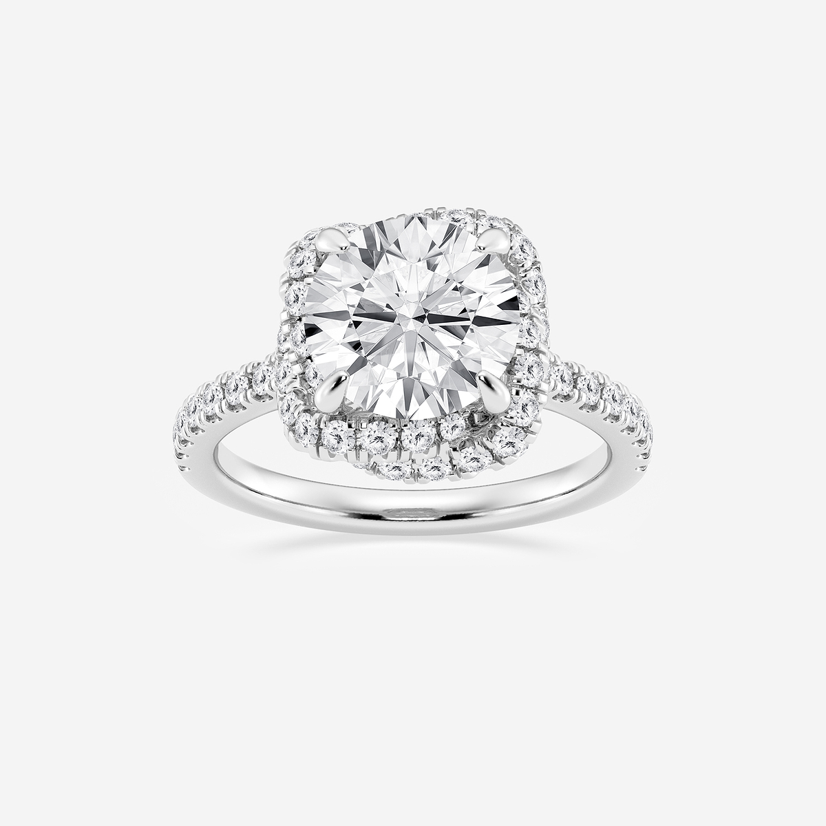 3 3/4 ctw Round Lab Grown Diamond Braided Halo Engagement Ring with Micro Pave Shank