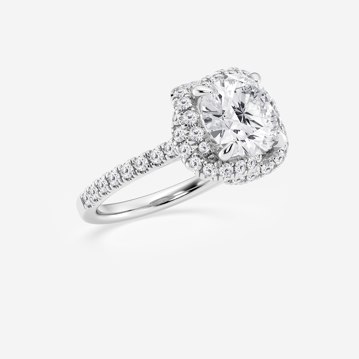 Additional Image 1 for  3 3/4 ctw Round Lab Grown Diamond Braided Halo Engagement Ring with Micro Pave Shank
