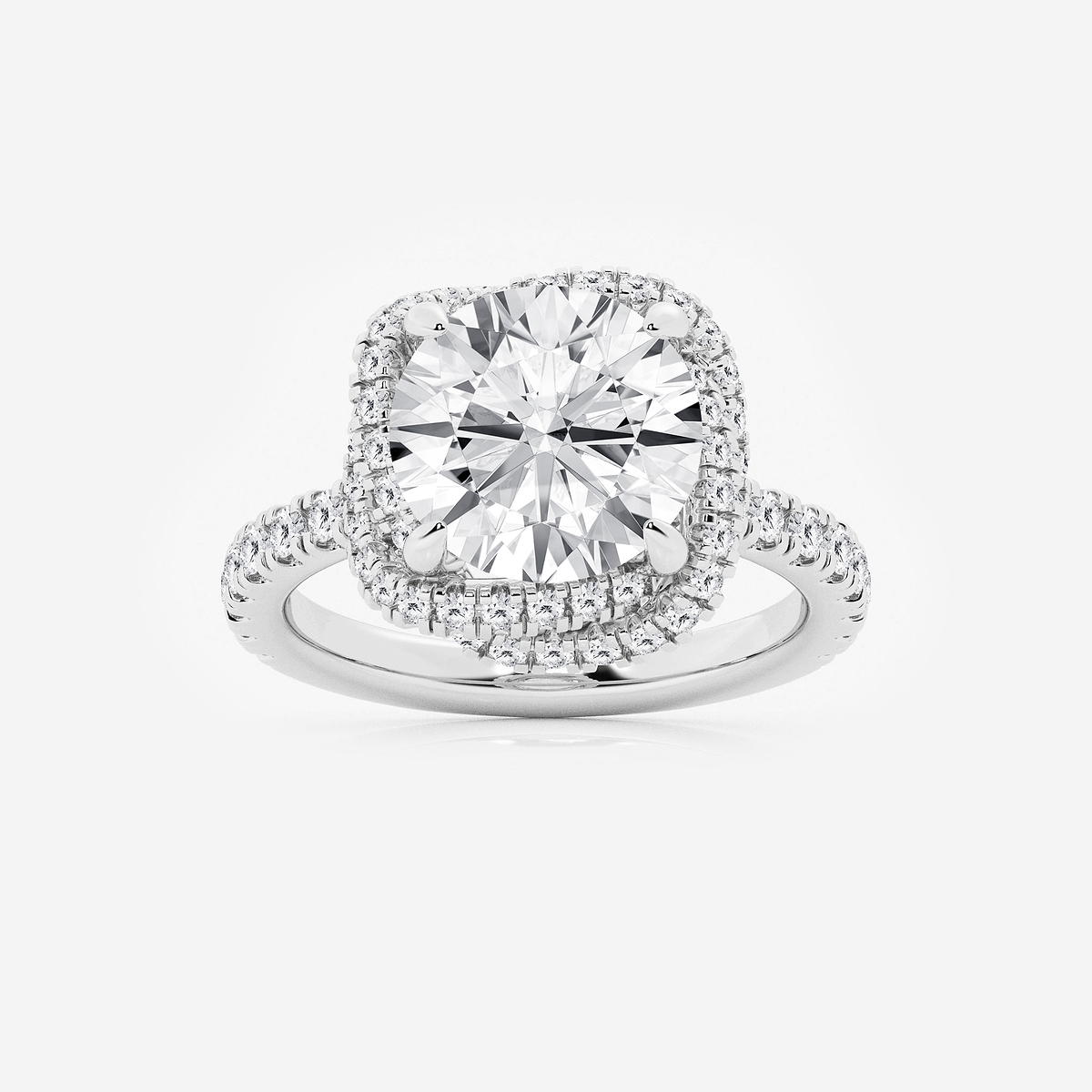 5 7/8 ctw Round Lab Grown Diamond Braided Halo Engagement Ring with Micro Pave Shank