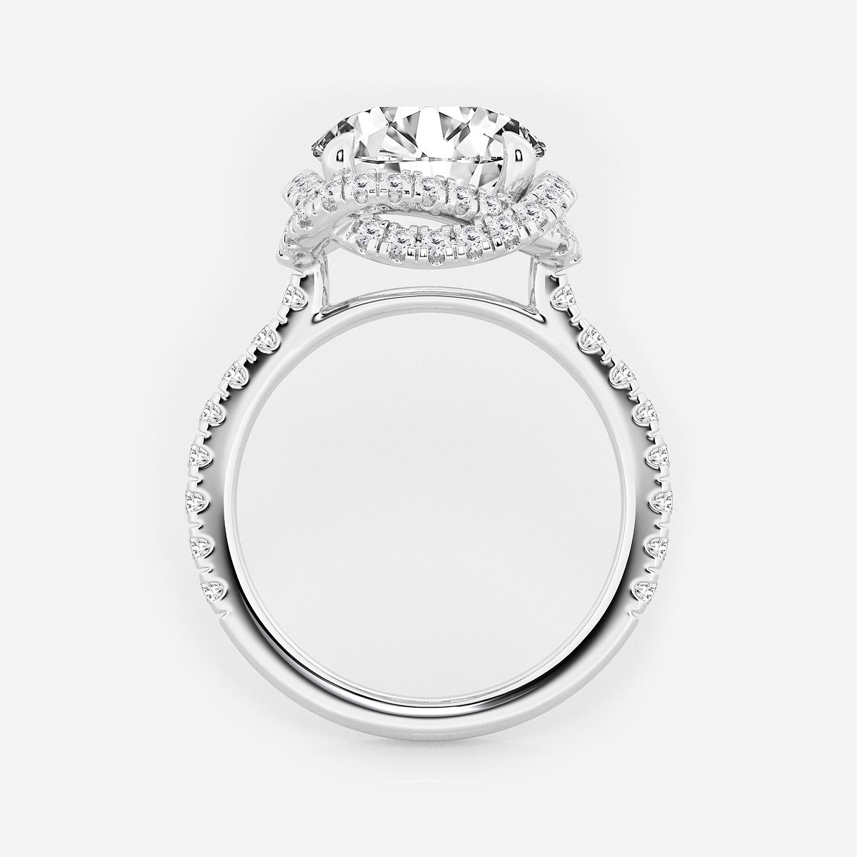 Additional Image 1 for  5 7/8 ctw Round Lab Grown Diamond Braided Halo Engagement Ring with Micro Pave Shank