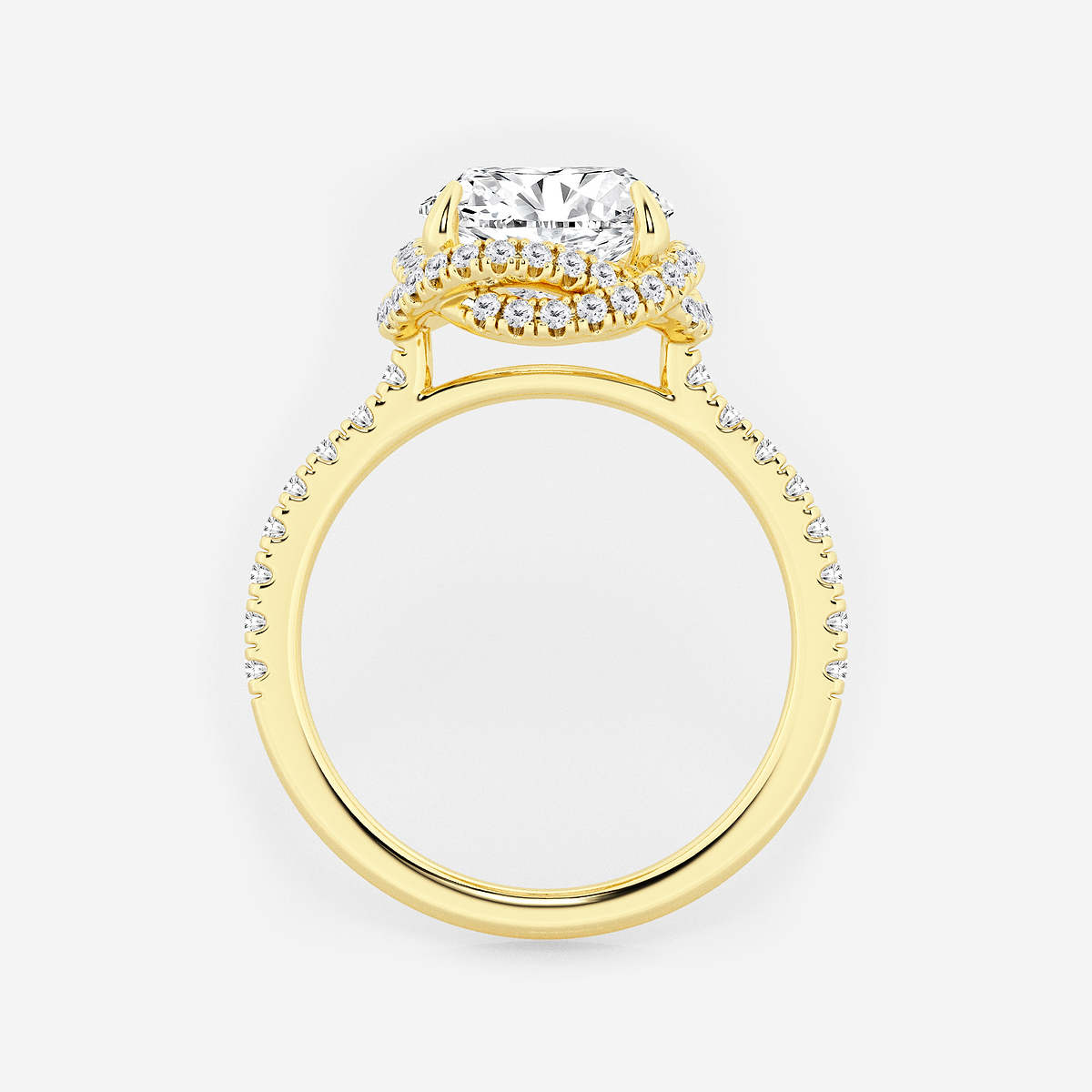 Additional Image 1 for  3 1/2 ctw Oval Lab Grown Diamond Braided Halo Engagement Ring with Micro Pave Shank