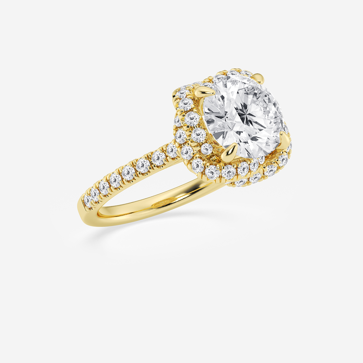 Additional Image 1 for  3 3/4 ctw Round Lab Grown Diamond Braided Halo Engagement Ring with Micro Pave Shank
