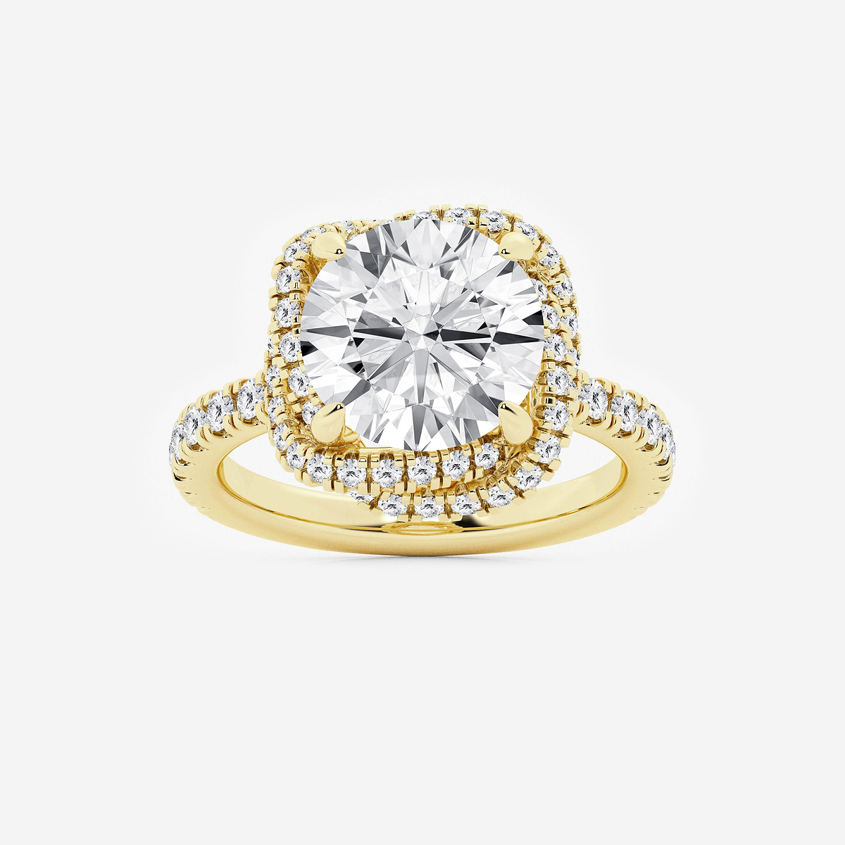 5 7/8 ctw Round Lab Grown Diamond Braided Halo Engagement Ring with Micro Pave Shank