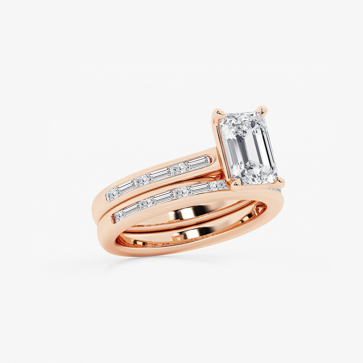 Additional Image 1 for  2 3/4 ctw Emerald Lab Grown Diamond Baguette and Princess Side Stone Bridal Set