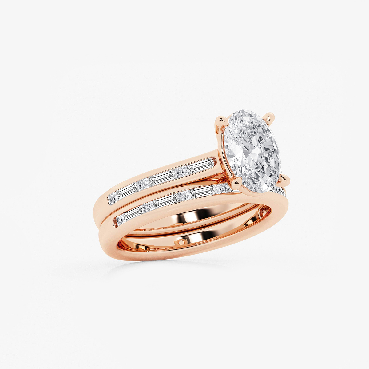 Additional Image 1 for  2 3/4 ctw Oval Lab Grown Diamond Baguette and Princess Side Stone Bridal Set