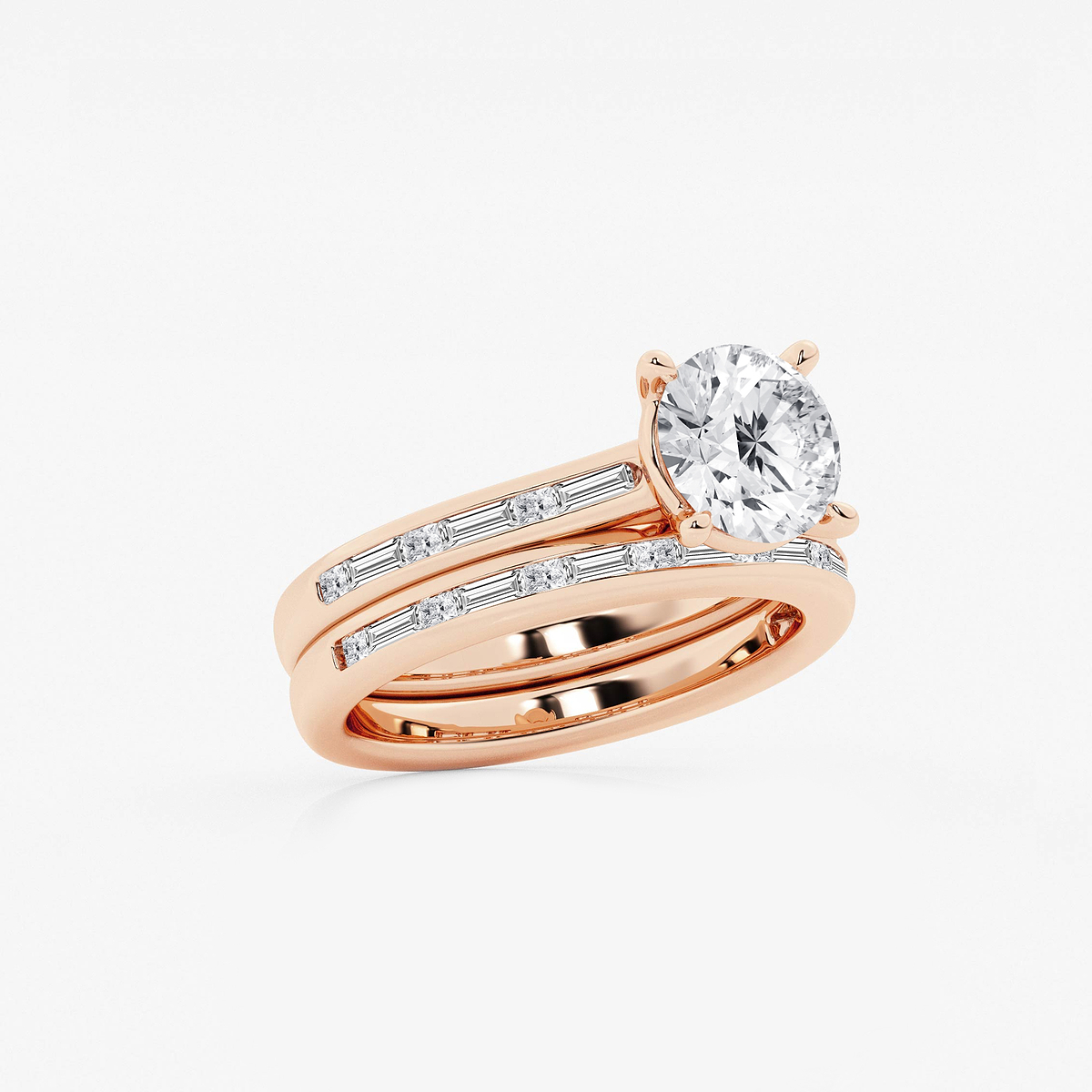 Additional Image 1 for  2 3/4 ctw Round Lab Grown Diamond Baguette and Princess Side Stone Bridal Set