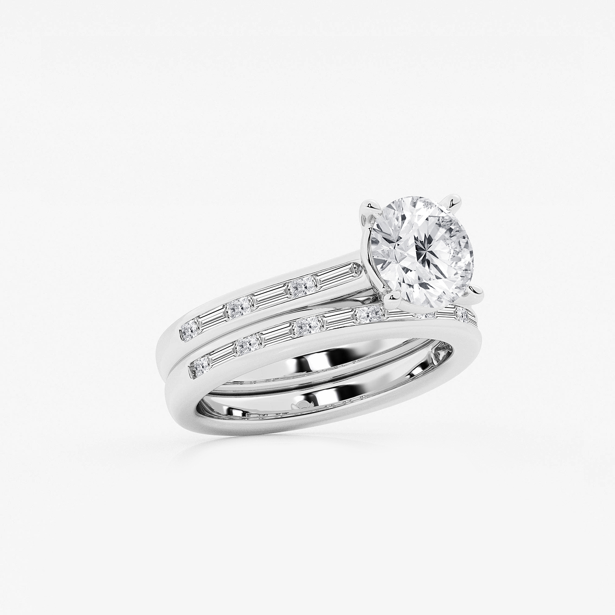 Additional Image 1 for  2 3/4 ctw Round Lab Grown Diamond Baguette and Princess Side Stone Bridal Set