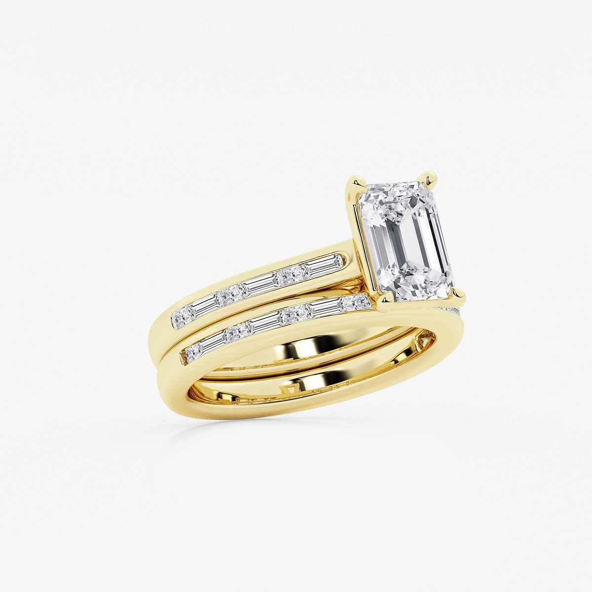 Additional Image 1 for  2 3/4 ctw Emerald Lab Grown Diamond Baguette and Princess Side Stone Bridal Set