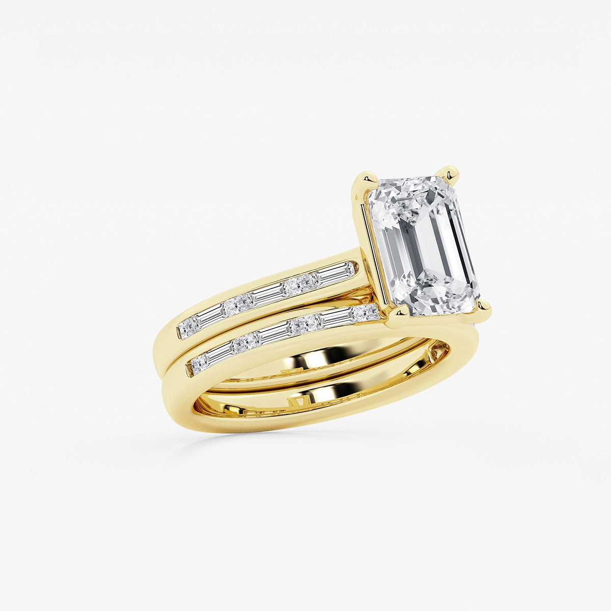 Additional Image 1 for  3 3/4 ctw Emerald Lab Grown Diamond Baguette and Princess Side Stone Bridal Set