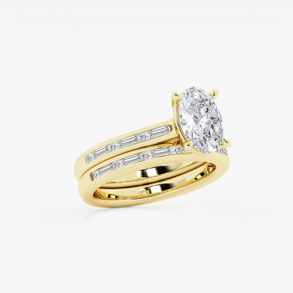 Additional Image 1 for  2 3/4 ctw Oval Lab Grown Diamond Baguette and Princess Side Stone Bridal Set