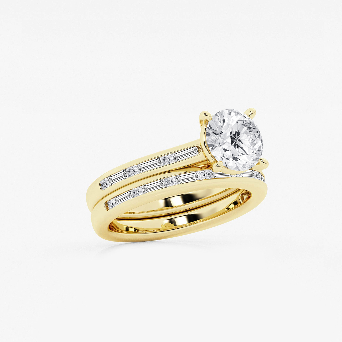 Additional Image 1 for  2 3/4 ctw Round Lab Grown Diamond Baguette and Princess Side Stone Bridal Set
