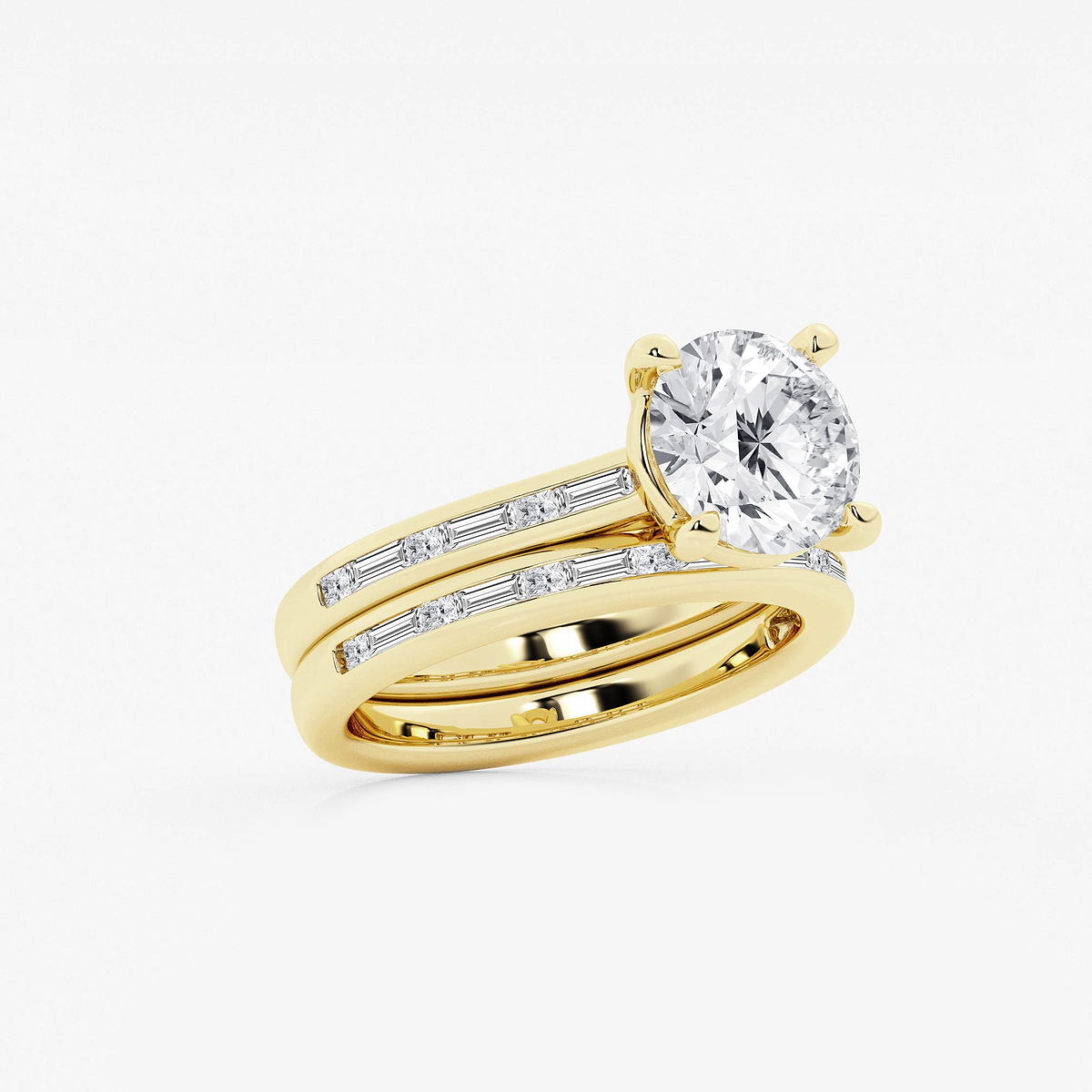Additional Image 1 for  3 3/4 ctw Round Lab Grown Diamond Baguette and Princess Side Stone Bridal Set