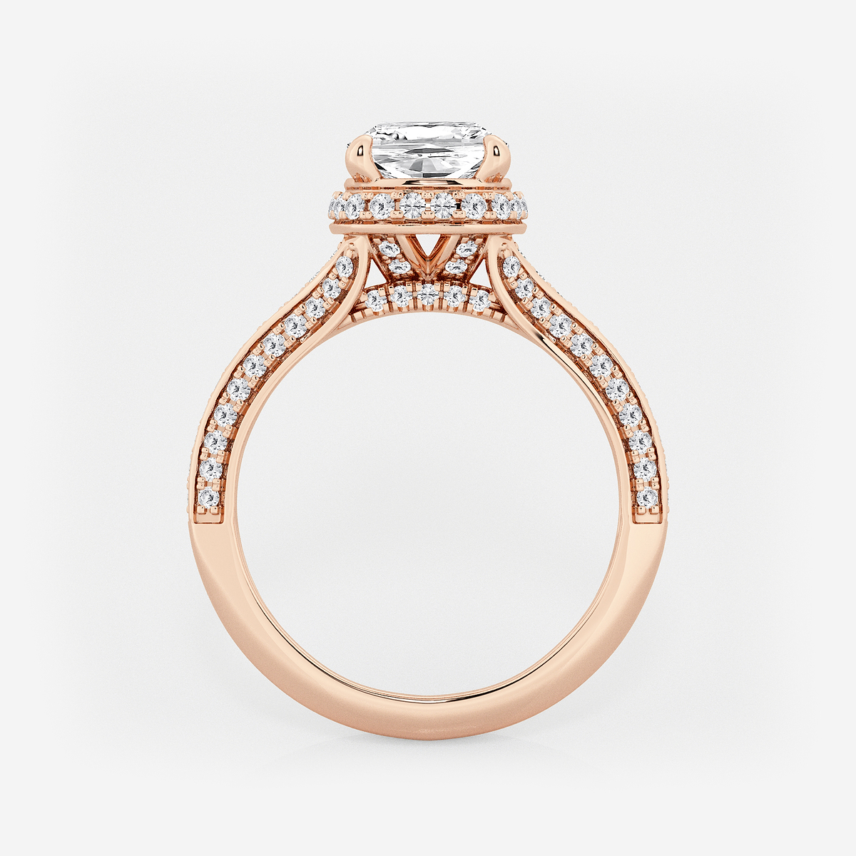 Additional Image 1 for  3 ctw Cushion Lab Grown Diamond Channel Band Halo Bridal Set