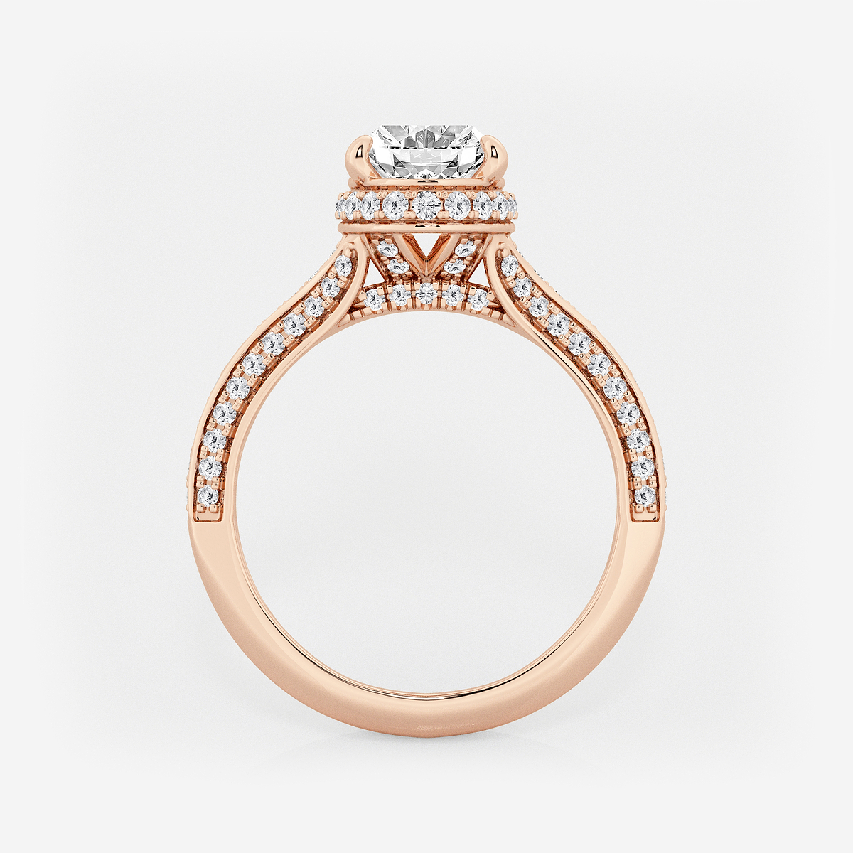 Additional Image 1 for  3 ctw Oval Lab Grown Diamond Channel Band Halo Bridal Set