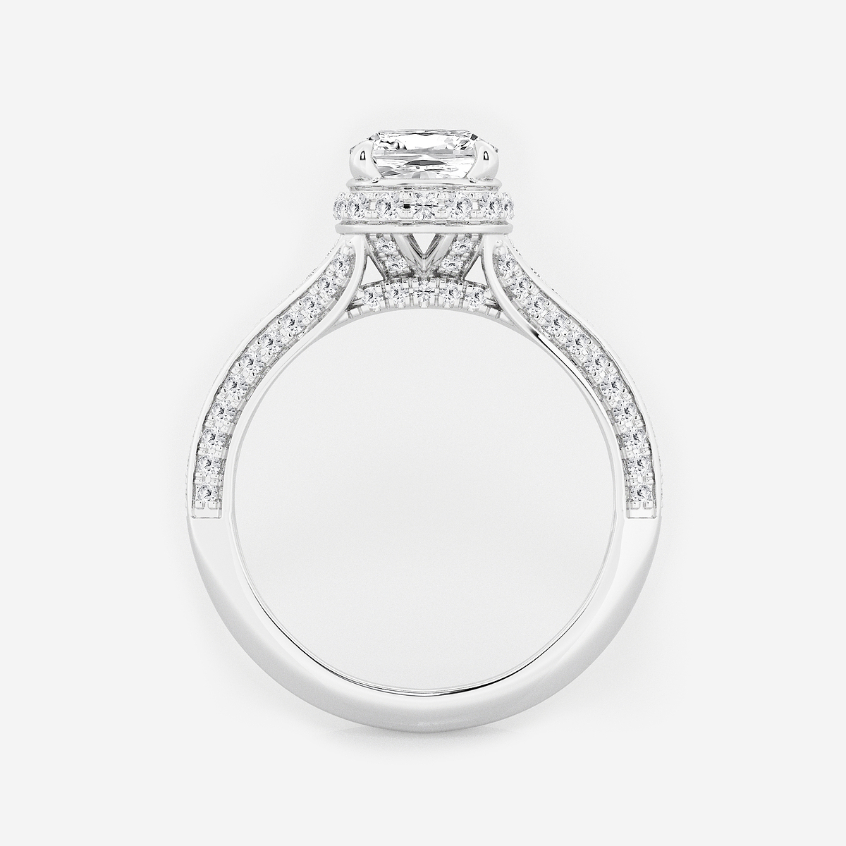 Additional Image 1 for  2 1/2 ctw Cushion Lab Grown Diamond Channel Band Halo Bridal Set