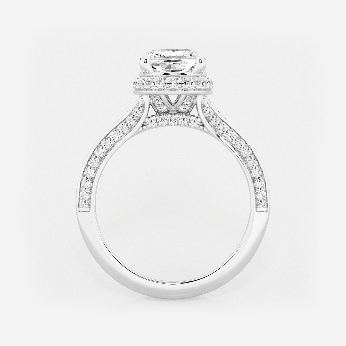 Additional Image 1 for  3 ctw Cushion Lab Grown Diamond Channel Band Halo Bridal Set