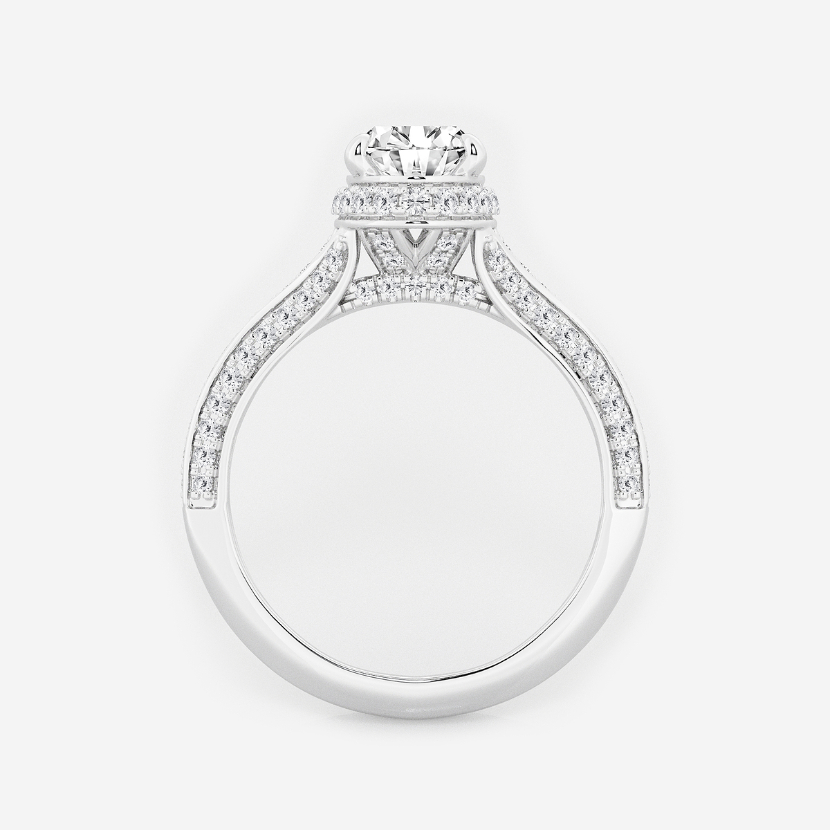 Additional Image 1 for  2 1/2 ctw Oval Lab Grown Diamond Channel Band Halo Bridal Set