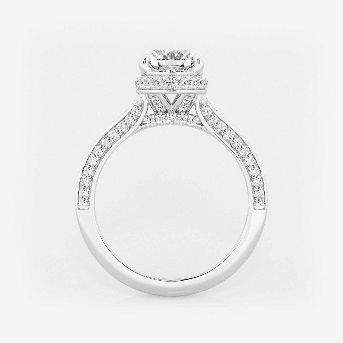 Additional Image 1 for  3 ctw Oval Lab Grown Diamond Channel Band Halo Bridal Set