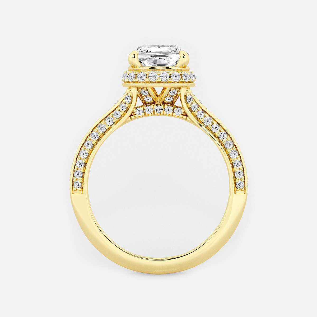 Additional Image 1 for  3 ctw Cushion Lab Grown Diamond Channel Band Halo Bridal Set