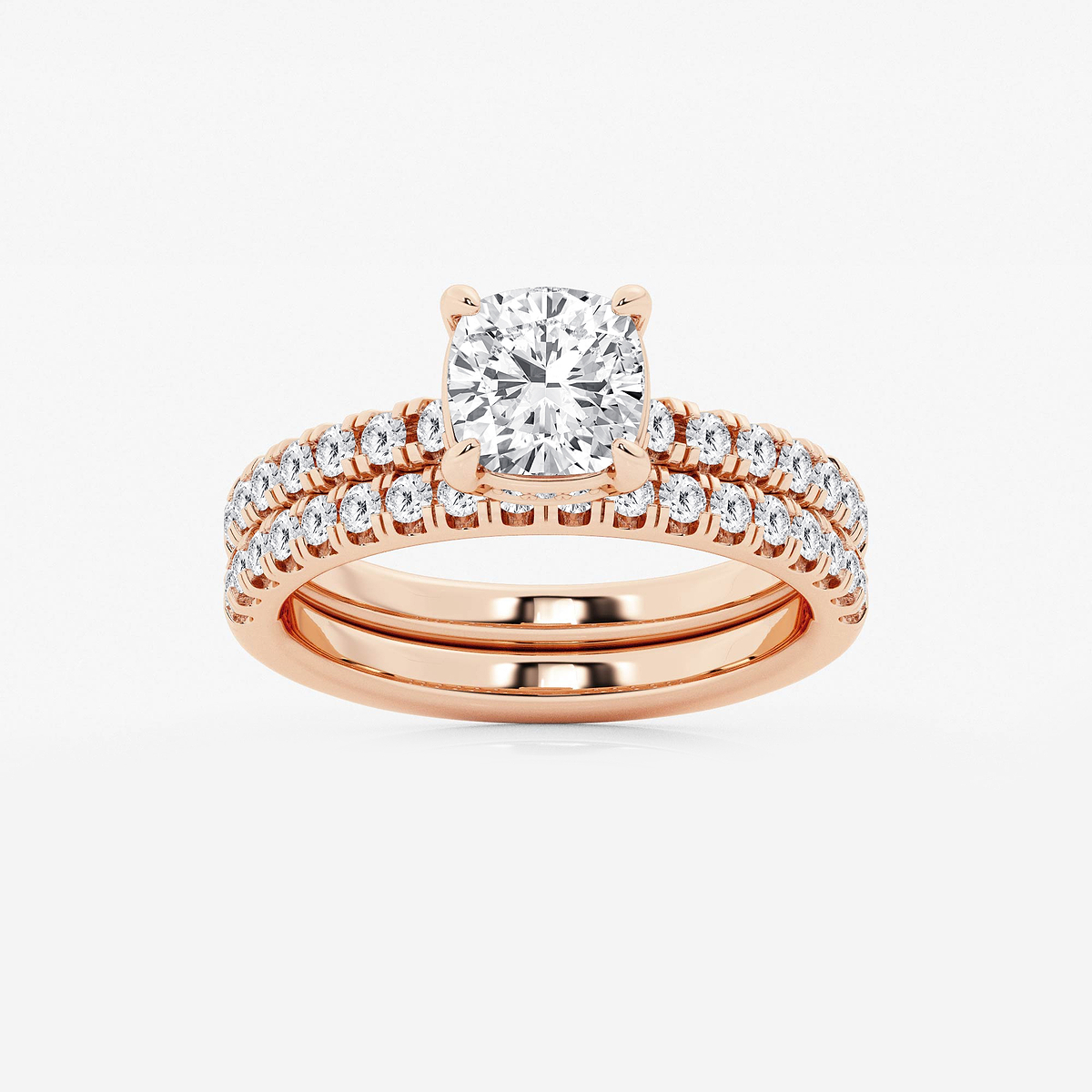 2 1/4 ctw Cushion Lab Grown Diamond Hidden Halo Bridal Set