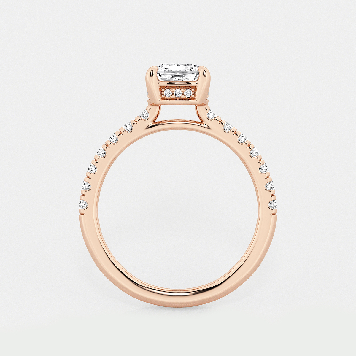 Additional Image 1 for  2 1/4 ctw Cushion Lab Grown Diamond Hidden Halo Bridal Set